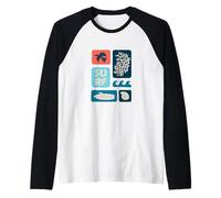 Vintage Surf Plage Océan Icônes Summer Coastal Art Manche Raglan