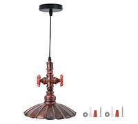 Vintage Suspension Industrielle en Fer, Lampadaire Plafonnier E27, 24x25 cm, Câble Ajustable 90 cm, Rouge Rouille ou Or Rouillé - Design Rétro, Économique et Durable, Parfait pou (couleur rouille