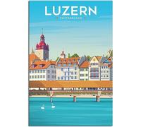 Vintage Switzerland Medieval Architecture Rétro Mur Art Toile Affiche Art Imprimer Accueil Décoration Chambre Décoration Sans cadre 40x60cm