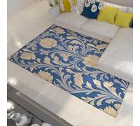 Vintage Tapis 180x240 de Zone William Morris carpette Ultra Fin à Lavage résistant aux Taches antidérapant Descente lit Bleus en Acanthus pour Salon Chambre Décoration Moderne Crème