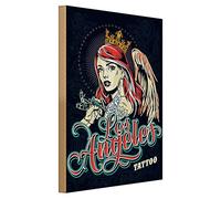 Vintage Tattoo Queen Plaque en bois | Los Angeles Tattoo Studio Décor | Cadeau pour les amateurs de tatouage et les artistes | 30 cm x 40 cm