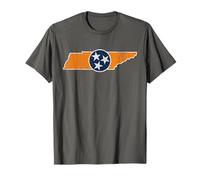 Vintage Tennessee State Outline Tri Star Emblem Distressed T-Shirt