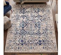 Vintage Teppich Wohnzimmer - Türkisch Orient Design Retro Look, Boho Chic Kurzflor Matte, Waschbar & Rutschfest für Schlafzimmer, Made in Turkiye 80x200 cm, 80x300 cm,100x200 cm, 120x180 cm Verleihen