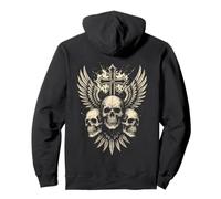 Vintage Tête de Mort Croix Ailes Gothique Punk Rock Design Sweat à Capuche