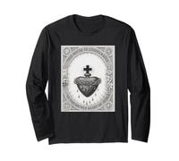 Vintage The Sacred Heath of Jesus Christ T-Shirt Catholic Manche Longue