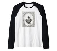 Vintage The Sacred Heath of Jesus Christ T-Shirt Catholic Manche Raglan