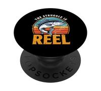 Vintage The Struggle Is Reel Bass Fishing Funny Fisherman PopSockets PopGrip Adhésif