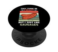 Vintage They Think Im Crazy But I Just Like Saucsages Lover PopSockets PopGrip Adhésif