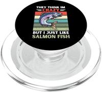 Vintage They Think Im Crazy But I Just Like Saumon Fish PopSockets PopGrip pour MagSafe