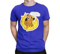Vintage This is Fine Doggo T-Shirts for Men Round Neck 100% Cotton T Shirt Dog Classic Short Sleeve Tees Gift Idea Top..