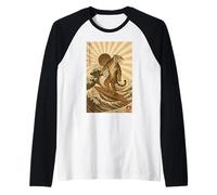 Vintage Tiger Surf Kanagawa Japonais Ukiyo-e Surfer Manche Raglan