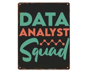 Vintage Tin Metal Wall Sign Data Analyst Squad Funny Quote for Data Analytics Job Lover Home Bathroom Office Decor 8 X 12 in