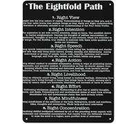 Vintage Tin Sign The Eightfold Path Buddha Wisdom 8 X 12 in