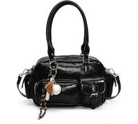 Vintage Top Handle Bag With Bowknot,Trendy PU Leather Shoulder Bags For Women,Cute Aesthetic Casual Crossbody(A)