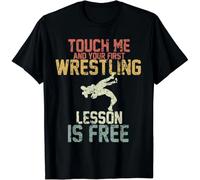Vintage Touch Me and Your First Wrestling Lesson is Unisex T-Shirt Black S
