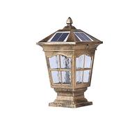 Vintage traditionnel extérieur LED lampe de colonne solaire lanterne en verre IP55 étanche extérieur pilier poteau lumière rue porte pelouse lampes européen classique villa jardin patio lumière