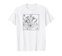 Vintage Traditionnel Japonais Morning-Glory Floral Botanique T-Shirt