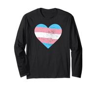 Vintage Transgender Heart Flag LGBTQ Transgender Pride Manche Longue