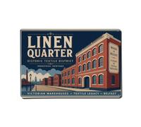 Vintage Travel Linen Quarter Belfast Textile Heritage District Plaque en métal