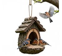 Vintage Treehouse Shape Bird Feeder, House Shape Bird Feeder for Outdoors Hanging, Waterproof Resin Tree-Mounted Sculpture, Easy Refill Home Decor