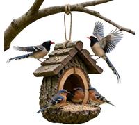 Vintage Treehouse Shape Bird Feeder, Hummingbird Squirrel Viewing Feeding Birdhouse, Outdoors Hanging Bird Open Design for Garden Yard Patio,Easy Refill Home Decor (2pcs)