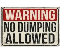 Vintage Trespassing Warning Sign No Dumping Allowed Metal Tin Plaque For Dumpster Area Property Boundary Landfill 8 X 12 inch