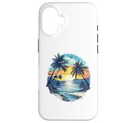 Vintage Tropical Beach Palm Trees Retro Style 70s 80s Coque pour iPhone 16