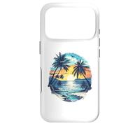 Vintage Tropical Beach Palm Trees Retro Style 70s 80s Coque pour iPhone 17 Pro