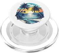 Vintage Tropical Beach Palm Trees Retro Style 70s 80s PopSockets PopGrip pour MagSafe