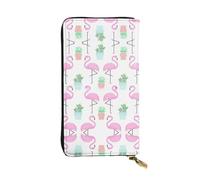 Vintage Tropical Flamingo Cute Cactus Print Portefeuille Long Clutch Wallet - Tendance, Personnalisé et Durable Coin Pocket, Noir , Taille unique