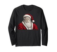 Vintage Trump Santa Face Art Funny Christmas Holiday Design Manche Longue