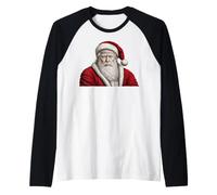Vintage Trump Santa Face Art Funny Christmas Holiday Design Manche Raglan