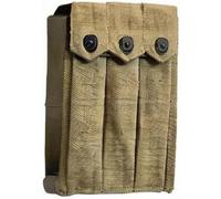 Vintage U.S. WWII 3 Cell Canvas Pouch - Thompson SMG Mag Holder - Military Surplus - Khaki