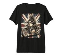Vintage Union Jack Motorcycle Biker British Cafe Racer Rider T-Shirt Haut de Gamme