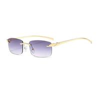 Vintage Unique Cheetah Rimless Rectangle Sunglasses Women Candy Colors Clear Lens Eyewear Men Sun Glasses(Golden Gray Gradient)