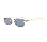 Vintage Unique Cheetah Rimless Rectangle Sunglasses Women Candy Colors Clear Lens Eyewear Men Sun Glasses(Golden Gray)