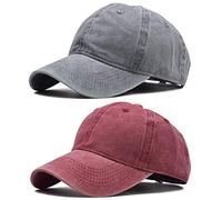 Vintage Unisex Top Chapeaux pour Femmes et Hommes - Casquettes de Baseball et Chapeaux Papa pour une Utilisation Quotidienne, Rouge et gris., taille unique