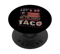 Vintage US Flag Let's Go Taco Patriotic American 4th of July PopSockets PopGrip Adhésif