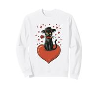 Vintage Valentine Chat Noir Roses Cœurs Art Romantique Sweatshirt