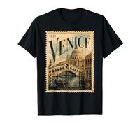 Vintage Venise Italie Voyage Rétro Timbre Postal Gondole T-Shirt