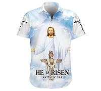 Vintage Version Chemise hawaïenne à manches courtes boutonnée amusante avec yeux de super-héros, Jésus, Taille L