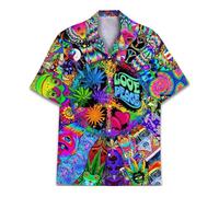 Vintage Version Chemise hawaïenne amusante d'Halloween Horreur Tropicale Fleur de plage Cadeau Décontractée Manches courtes Chemise à boutons, Taille 5XL