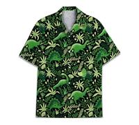 Vintage Version Chemise hawaïenne amusante d'Halloween Horreur Tropicale Fleur de plage Décontractée Manches courtes Chemise à boutons, L