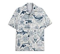 Vintage Version Chemise hawaïenne colorée pour homme et femme, chemise hawaïenne décontractée à manches courtes boutonnée pour adultes