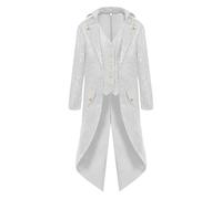 Vintage Veste Homme Jacquard, Steampunk Costume Homme avec Broderie Gothique Victorien Manteau Noir Classique Pirates Vampire Cosplay Uniforme pour Carnaval et Halloween Maillots de Gentleman pour