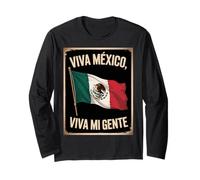 Vintage Viva Mexico, vive Mon Peuple, Fier Drapeau Mexicain Manche Longue