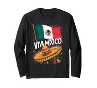 Vintage Viva Mexico, vive Mon Peuple, Fier Drapeau Mexicain Manche Longue