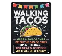 Vintage Walking Tacos Metal Sign Mexican Food Cooking Guide Recipe Chart for Kitchen Wall Decor Bar Cafe Taco Night Home Tin Sign 8 X 12 inch