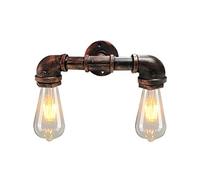 Vintage Wall Lighting Retro Wall Light Indoor Industrial Water Pipe Wall Lamp Loft Antique Iron Art Double-Head Wall Lamp E27 Country Style Steampunk for Bar Cafe Bedroom Aisle Stair Loft,Rust Color