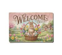[Vintage Welcome] Plaque en métal Motif lapin Pâques Joy
